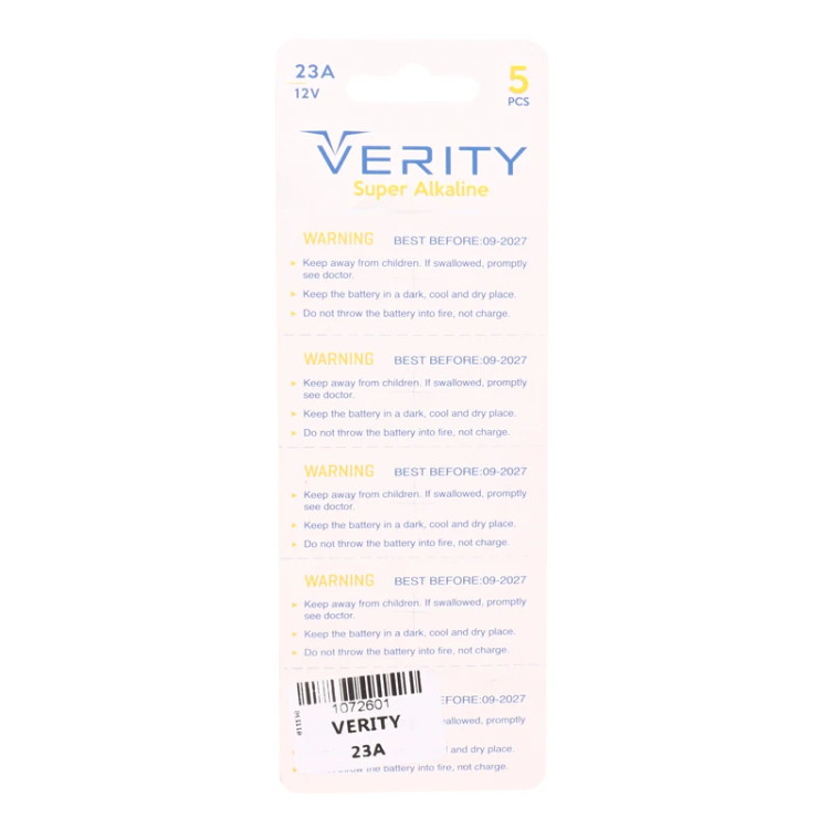 باتری ریموت کنترل Verity Super Alkaline 12V 23A